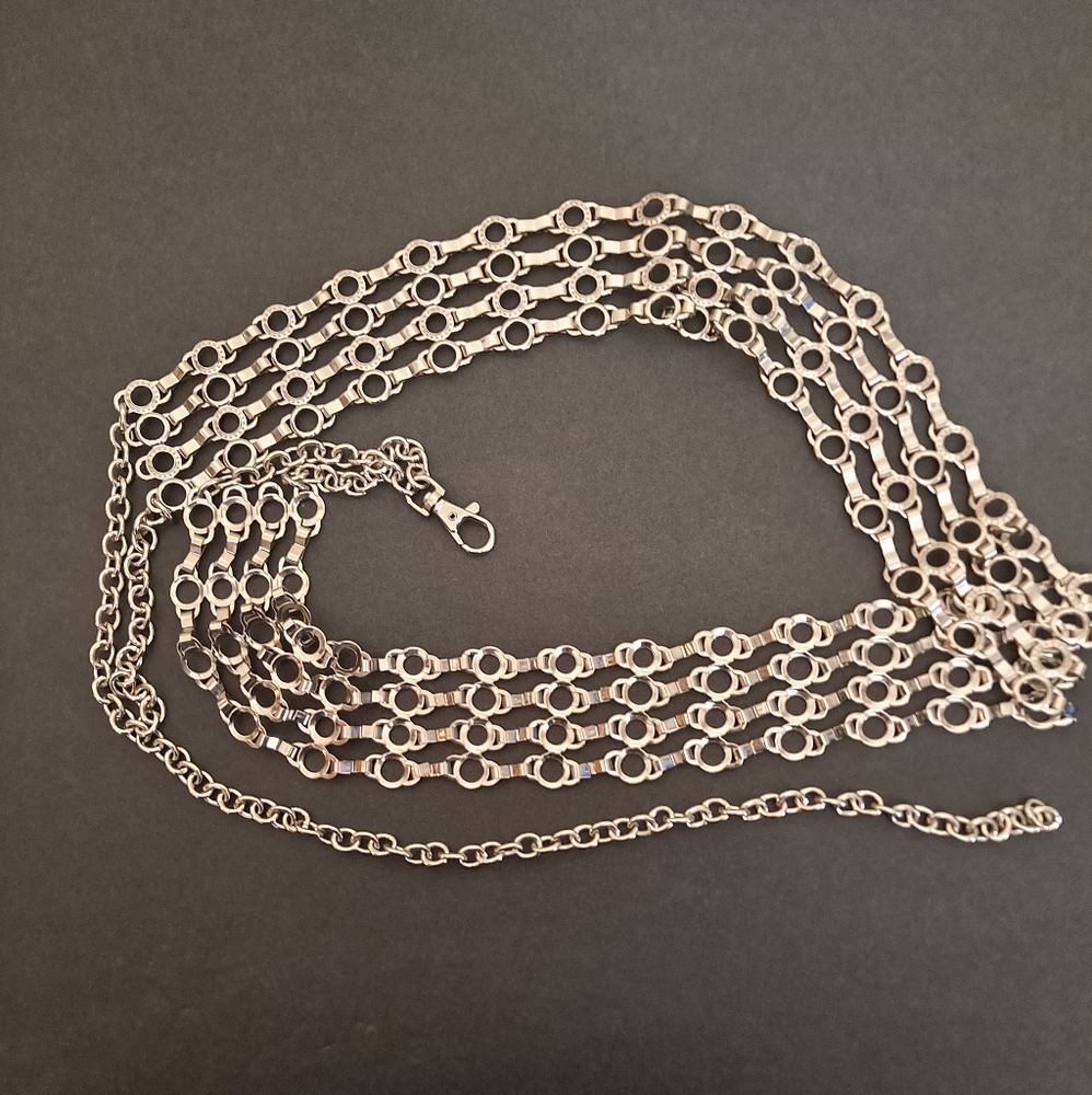 Extra long chain belt from Lane Bryant. Silver tone. No tarnish.